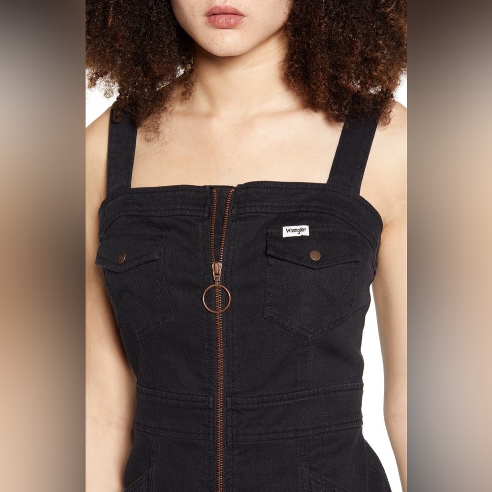 WRANGLER Zipper Tank Dress In Washed Black Size XS